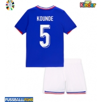 Frankreich Jules Kounde #5 Heimtrikotsatz Kinder EM 2024 Kurzarm (+ Kurze Hosen)